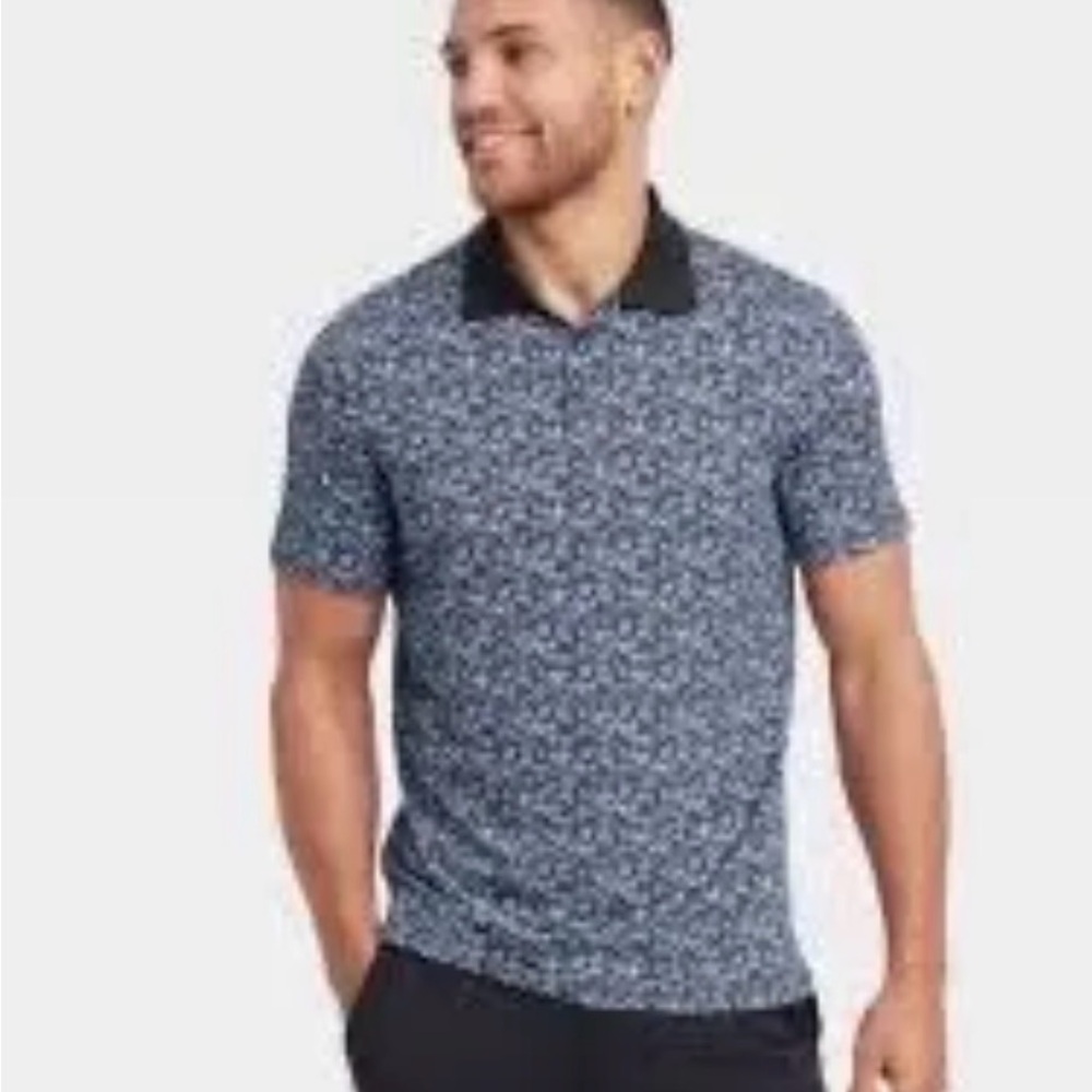 Walter Hagen Navy print‎ performance Polo Shirt. Golf Shirt. Size Small